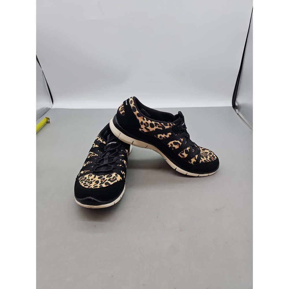 Skechers Air Cooled Memory Foam Leopard Print Slip-On Textile Women's Sz 7